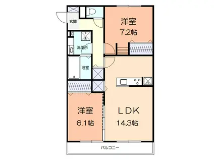 ラ・ルーチェ湘南(2LDK/2階)の間取り写真