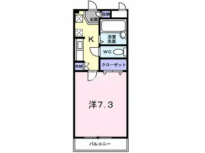 ミーティス衣笠(1K/2階)の間取り写真
