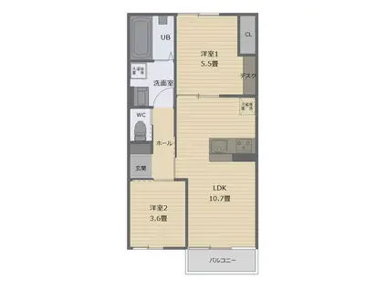 ビタミンテラス明久保(2LDK/1階)の間取り写真