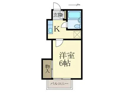 グリーンフル向(1K/2階)の間取り写真