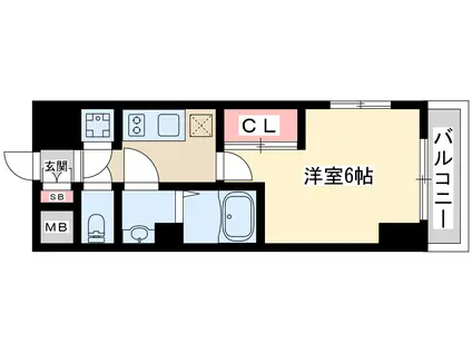 ディームス新大阪(1K/3階)の間取り写真