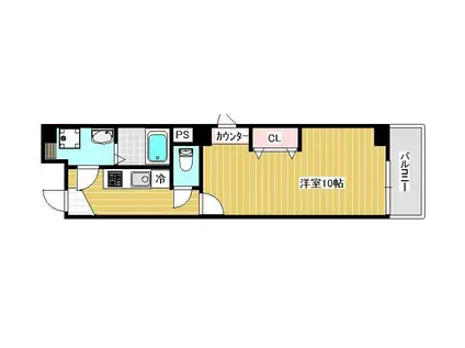 CIEL本町(1K/3階)の間取り写真