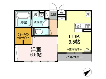 グランウェル(1LDK/2階)の間取り写真