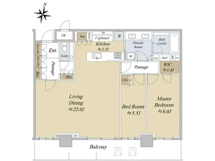 パークタワー西新宿(2LDK/38階)の間取り写真