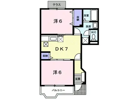 サニーヴィラ弐番館(2DK/1階)の間取り写真