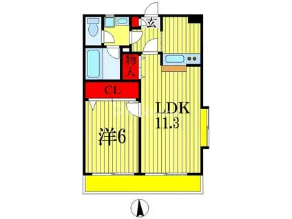 BAY SIDE COURT弐番館(1LDK/1階)の間取り写真