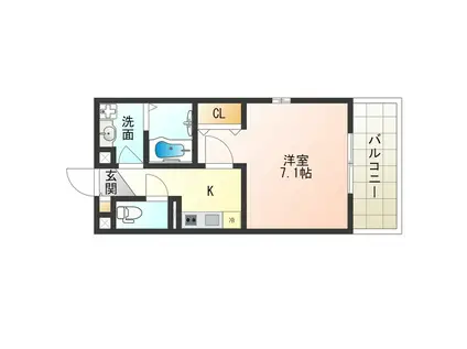 アートレジデンス春日出北(1K/1階)の間取り写真