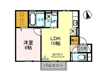 グランドゥール(1LDK/2階)の間取り写真