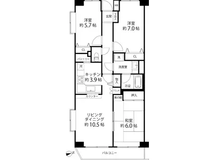 ティーズ ガーデン横浜岸根公園(3LDK/2階)の間取り写真