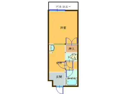 ベイハウス西山(1K/2階)の間取り写真