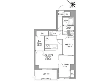 コンフォリア・リヴ豊洲キャナル(3LDK/10階)の間取り写真