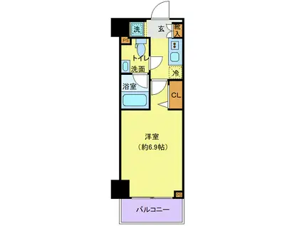 GROWS横浜阪東橋(1K/6階)の間取り写真