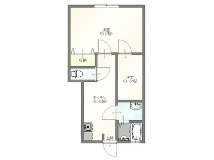 サンマリノ西町(1DK/1階)の間取り写真