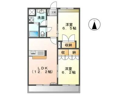 サンパレス伏石II(2LDK/2階)の間取り写真