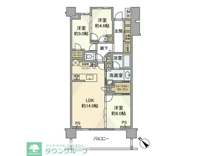 パークホームズ横浜反町(3LDK/7階)の間取り写真