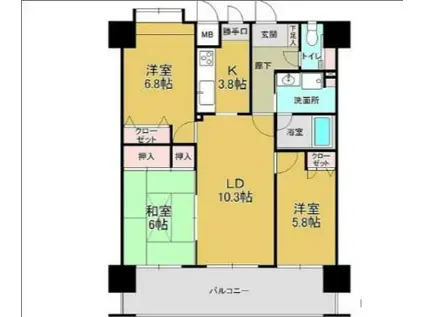 JCITY今西通(3LDK/2階)の間取り写真