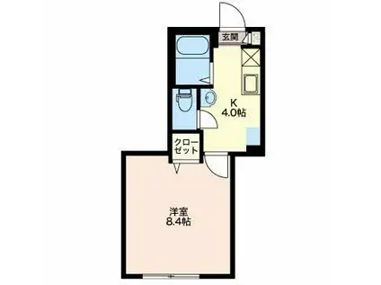 シャンブル(1K/1階)の間取り写真