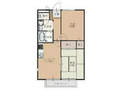 エスポワールC号棟(2DK/2階)の間取り写真