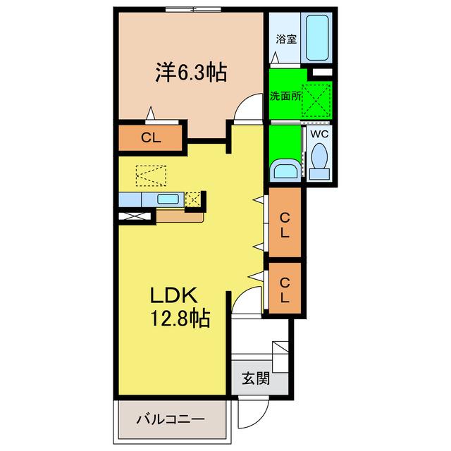 レジデンス福園(1LDK/1階)の間取り写真