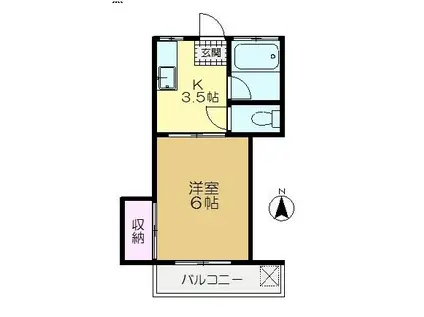 エステートソネ(1K/2階)の間取り写真