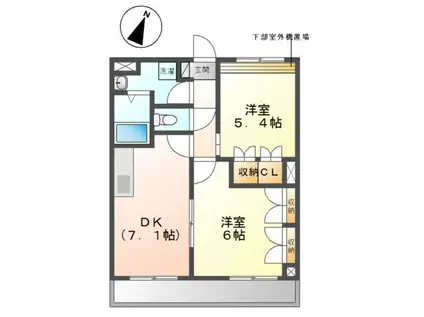グリーンハイム住吉(2DK/2階)の間取り写真