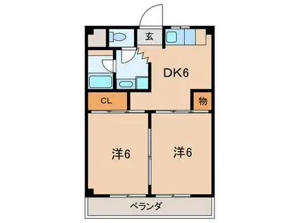 パステル 武庫之荘(2DK/3階)の間取り写真