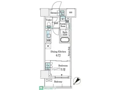 パークアクシス横浜伊勢佐木町通(1DK/4階)の間取り写真
