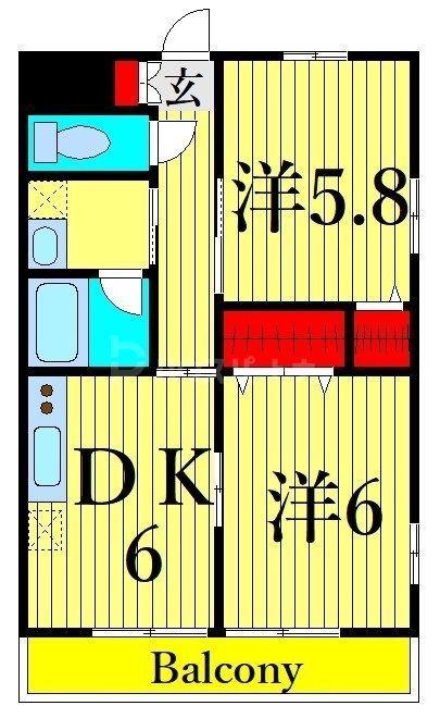 スクエア瑞江(2DK/5階)の間取り写真