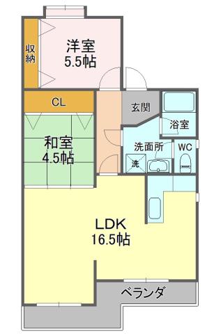 ニューサンハイツ中田(2LDK/4階)の間取り写真