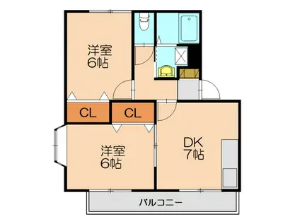 サンティールシャルマンIII(2DK/2階)の間取り写真