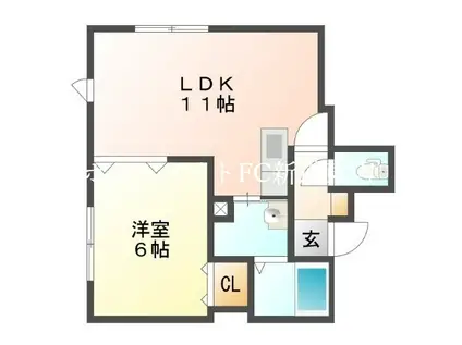 CS元町(1LDK/4階)の間取り写真