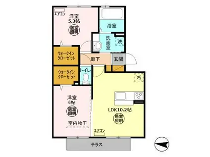 パレス オン(2LDK/1階)の間取り写真