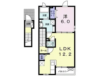 フェリーチェ フルフル A(1LDK/2階)の間取り写真