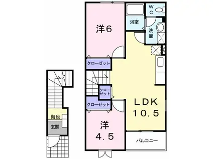 ソレーユA(2LDK/2階)の間取り写真