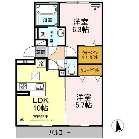 セブンリーフクローバー(2LDK/1階)の間取り写真