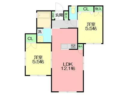 ルミエールNK(2LDK/1階)の間取り写真