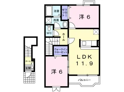 パレ・ロジュマン(2LDK/2階)の間取り写真