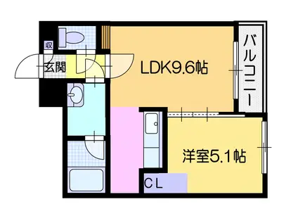 グランオルセー厚別中央II(1LDK/4階)の間取り写真