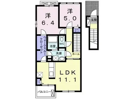 ビ・オーラ8(2LDK/2階)の間取り写真