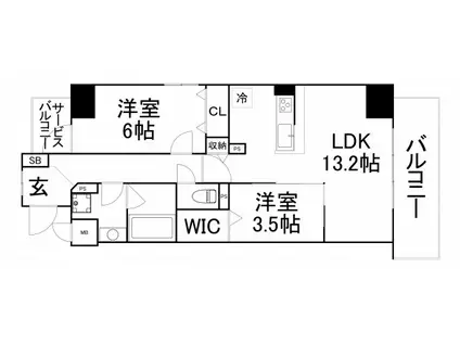 サンセール海老江(2LDK/11階)の間取り写真