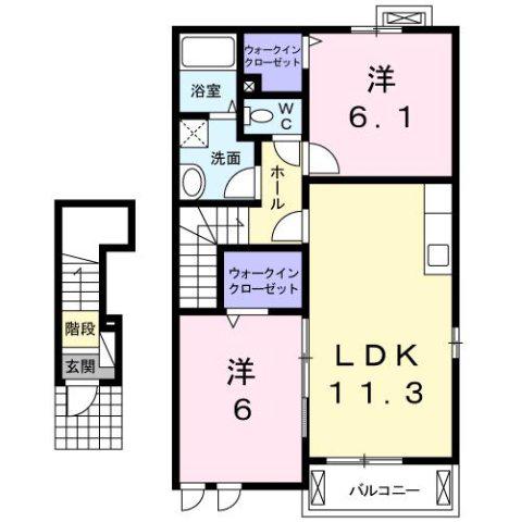 モルゲン ロートI(2LDK/2階)の間取り写真