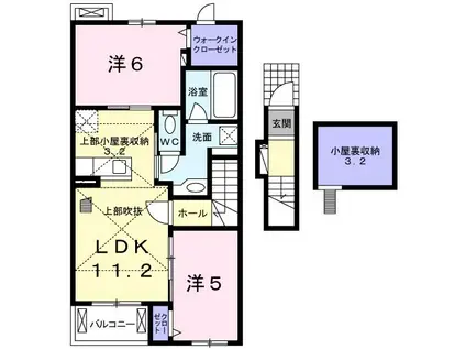 エスポワール D(2LDK/2階)の間取り写真