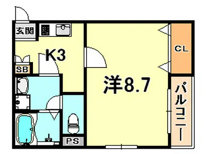 コンフォール六甲(1K/2階)の間取り写真