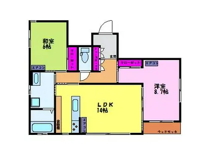 向新庄町アパートメント(2LDK/1階)の間取り写真