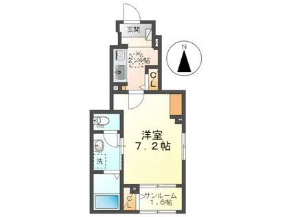 ニューファインシティ(1K/1階)の間取り写真