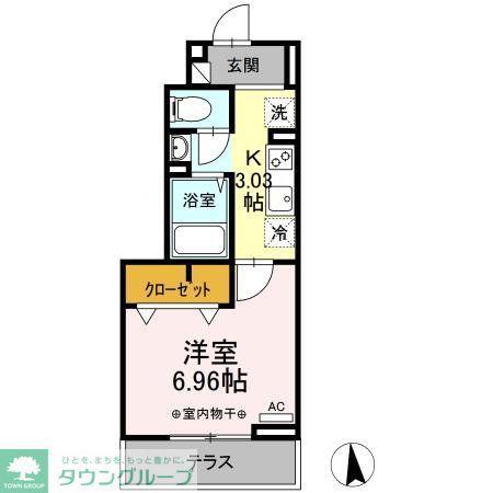 NSハイツIII 暁(1K/1階)の間取り写真