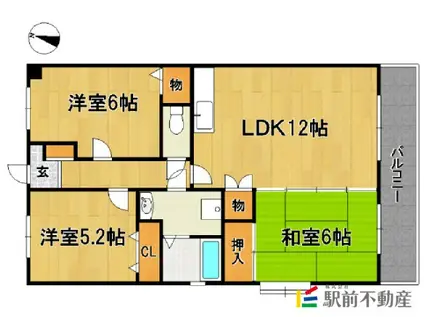 グリーンビル御井A(3LDK/3階)の間取り写真