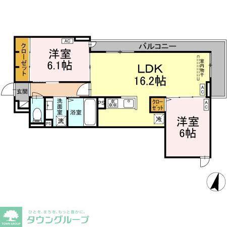 オードリーコート(2LDK/3階)の間取り写真