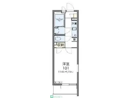 クレイノMIYABI(1K/1階)の間取り写真