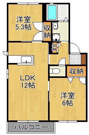 メイプルJ(2LDK/2階)の間取り写真